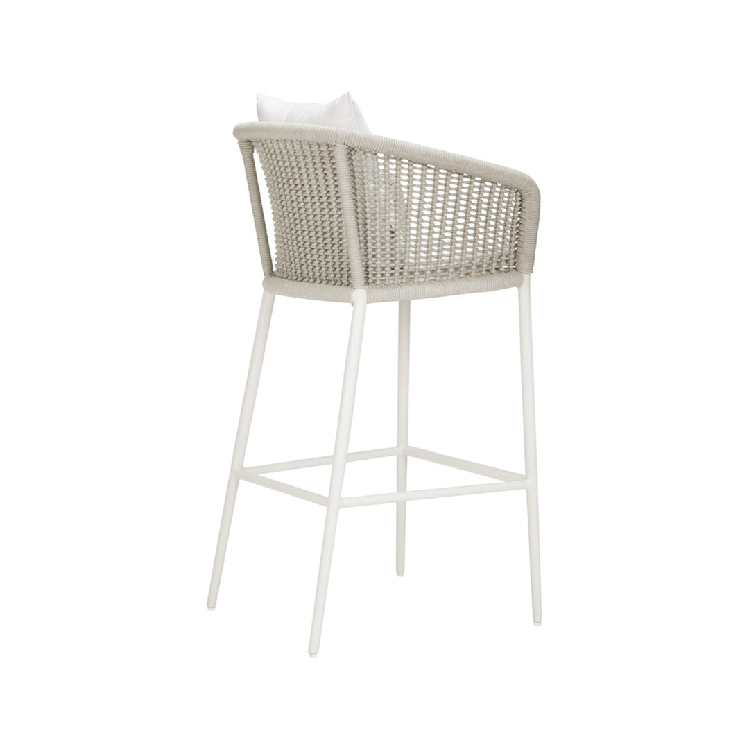 Sezgin Outdoor Patio Bar Chair 2 Chair For Balcony Braided & Rope (Ivory)