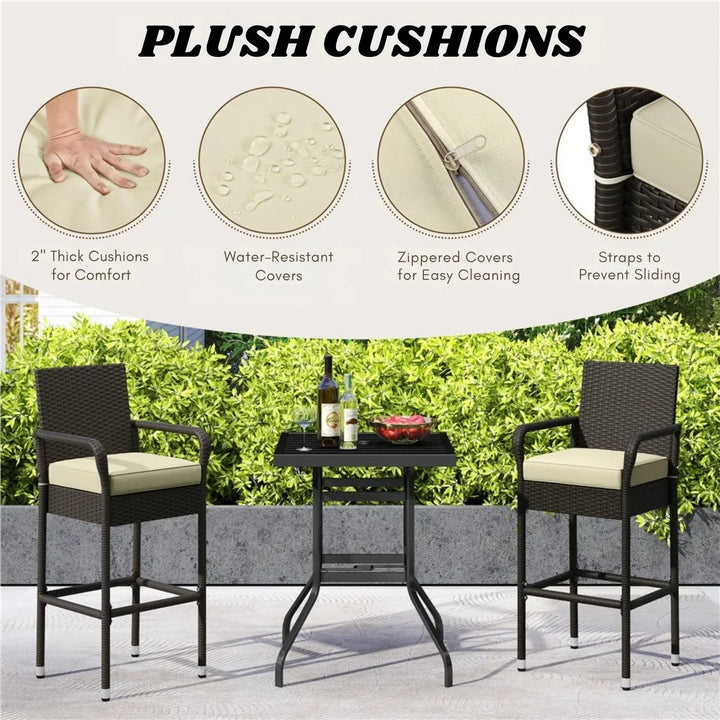 Anneliese Outdoor Rattan Wicker 2-Piece Bar Chairs