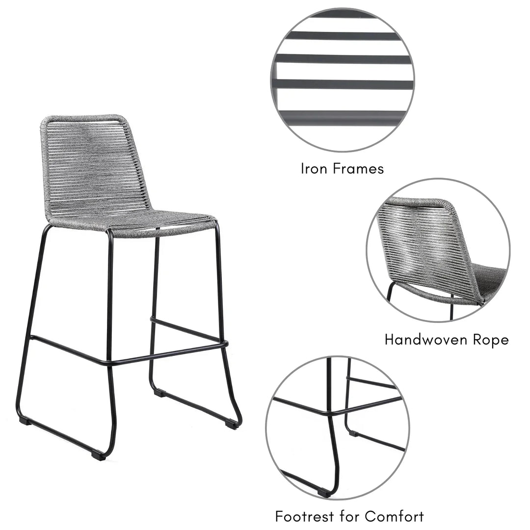 Wei 2-Piece Outdoor Rope Bar Chairs – Stylish Comfort Built to Last