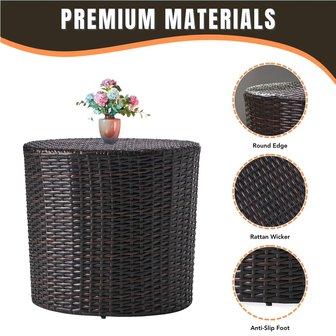 Yuna Dark Brown Wicker Garden Bistro End Table