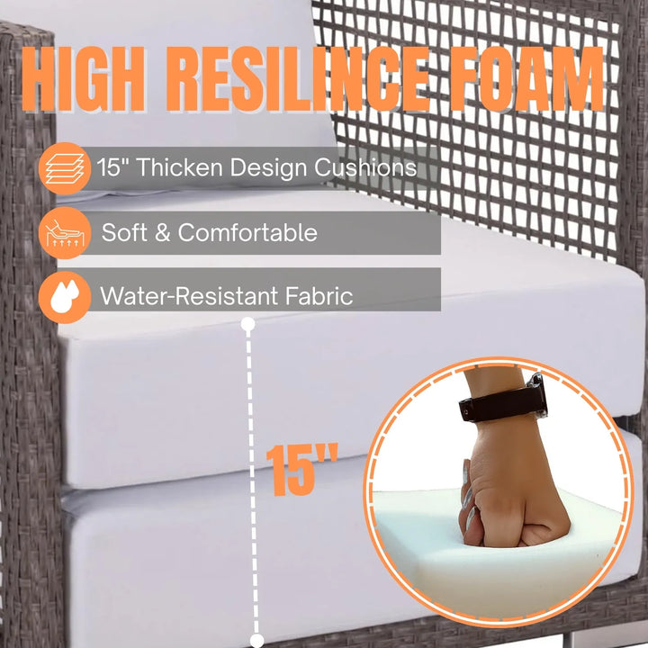 Ilsa Outdoor Rattan Wicker 5-Seater Sofa Set