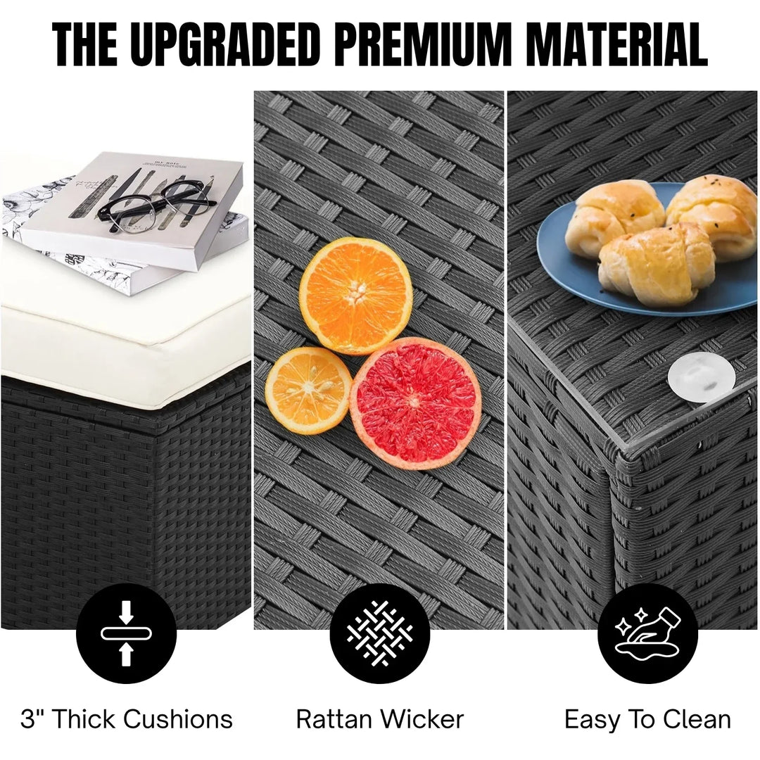 Stefania 6-Piece Outdoor Wicker Sofa Set (Black/Cream)