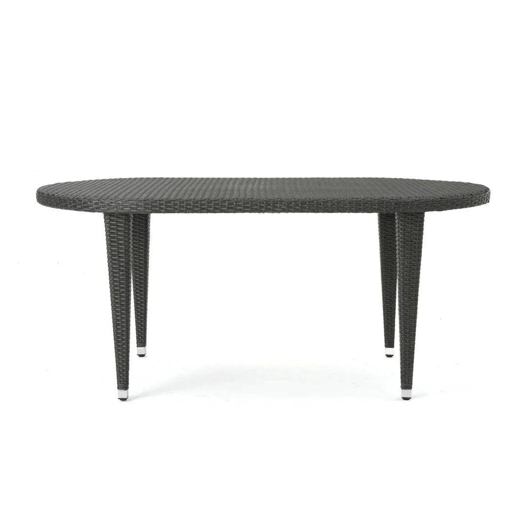 Penda Outdoor Rattan Wicker Round Patio Table (Black)