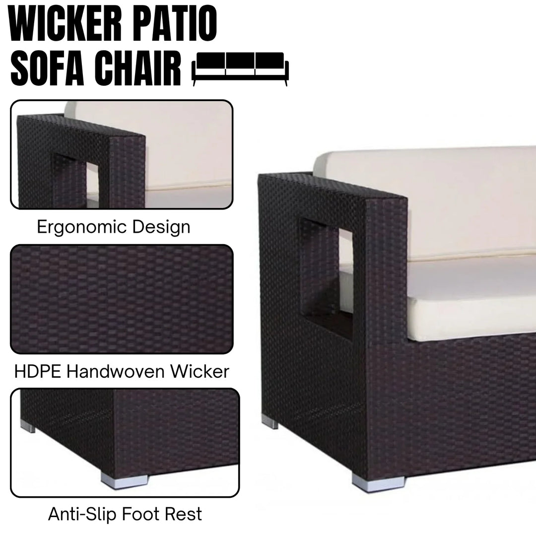 Charita 3-Seater Outdoor Rattan Wicker Patio Sofa