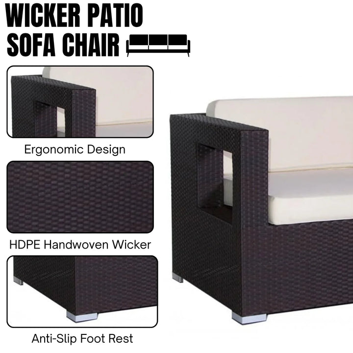 Charita 3-Seater Outdoor Rattan Wicker Patio Sofa