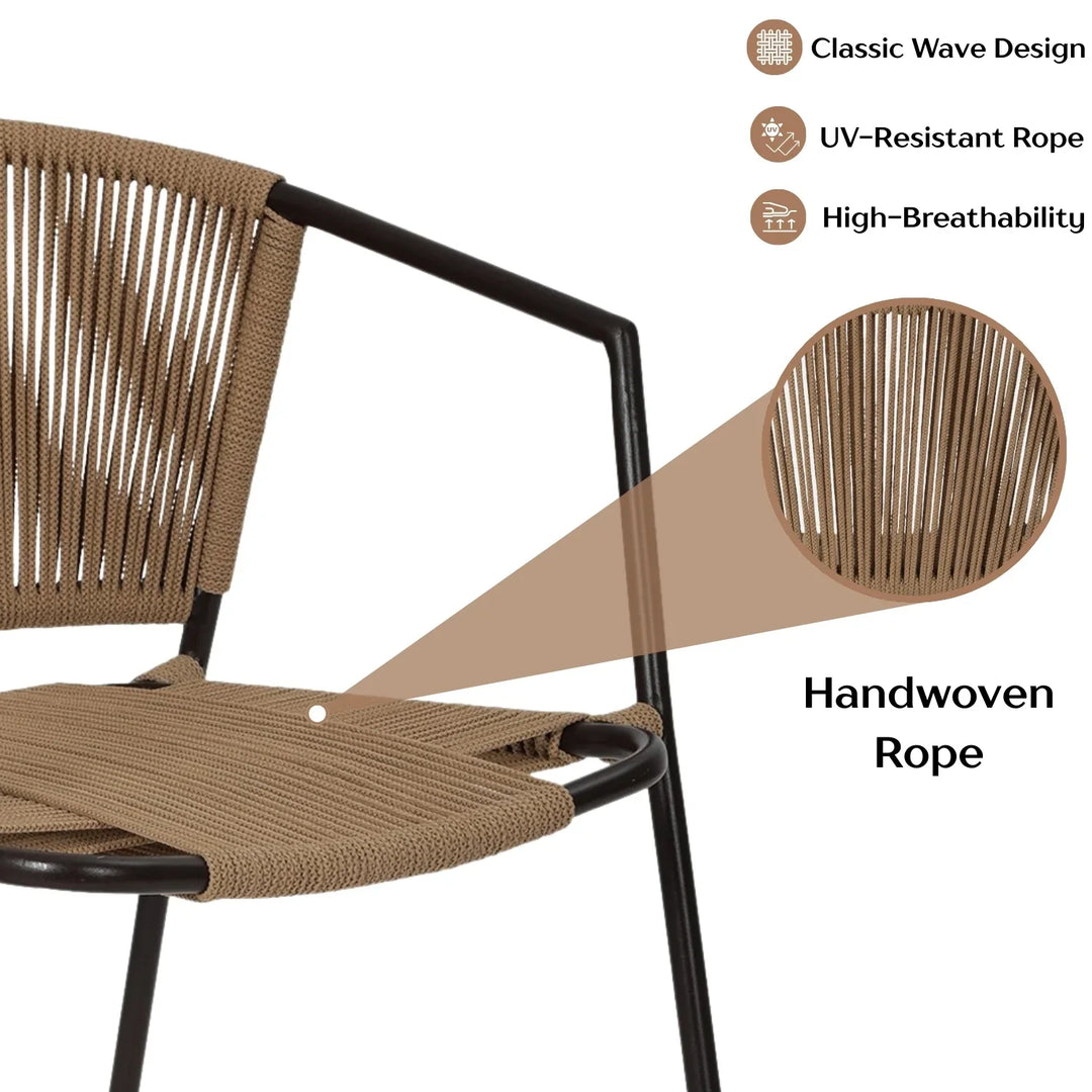 Capri Outdoor Rope 3-Piece Patio Chairs Set (Beige)