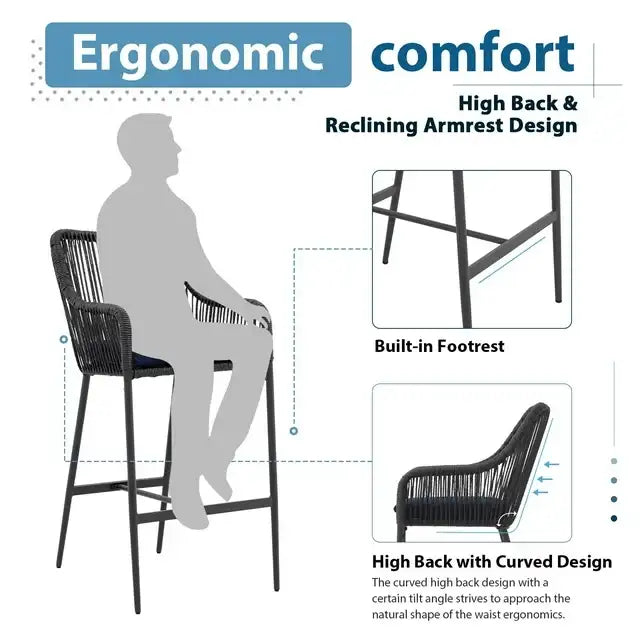 Feliciano Outdoor Patio Seating Set 2 Chairs Set Braided And Rope