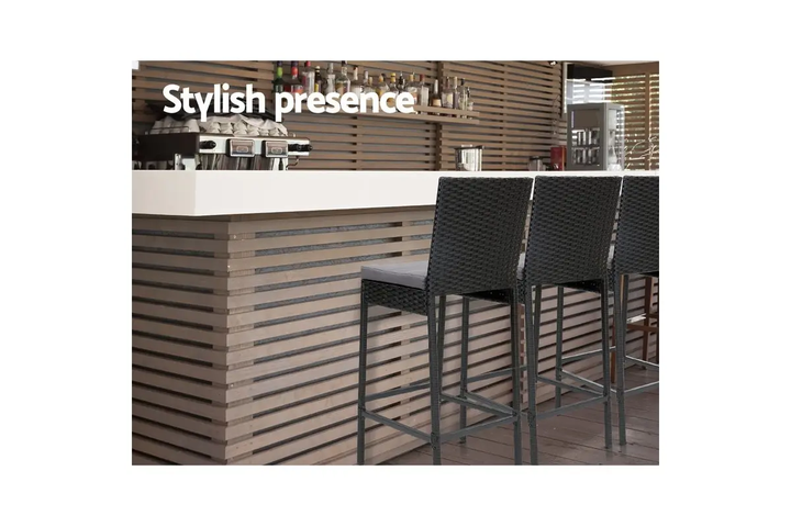 Gelt Outdoor Patio Bar Chair 4 Chairs For Balcony (Black)