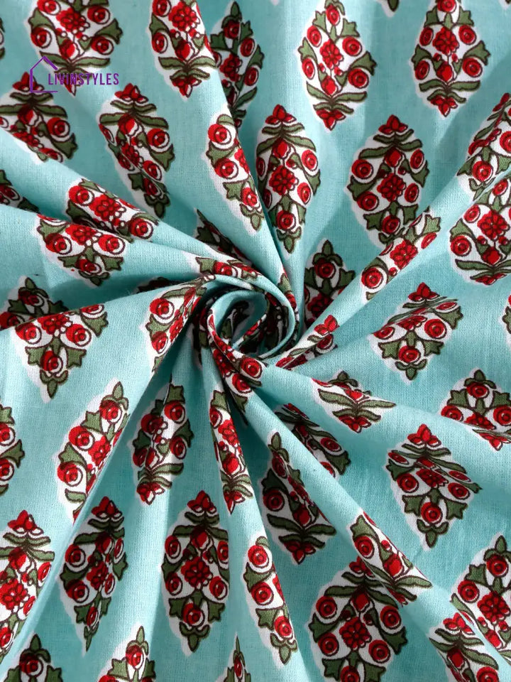6 Seater Block Printed Cotton Table Cover-60X90 Inch