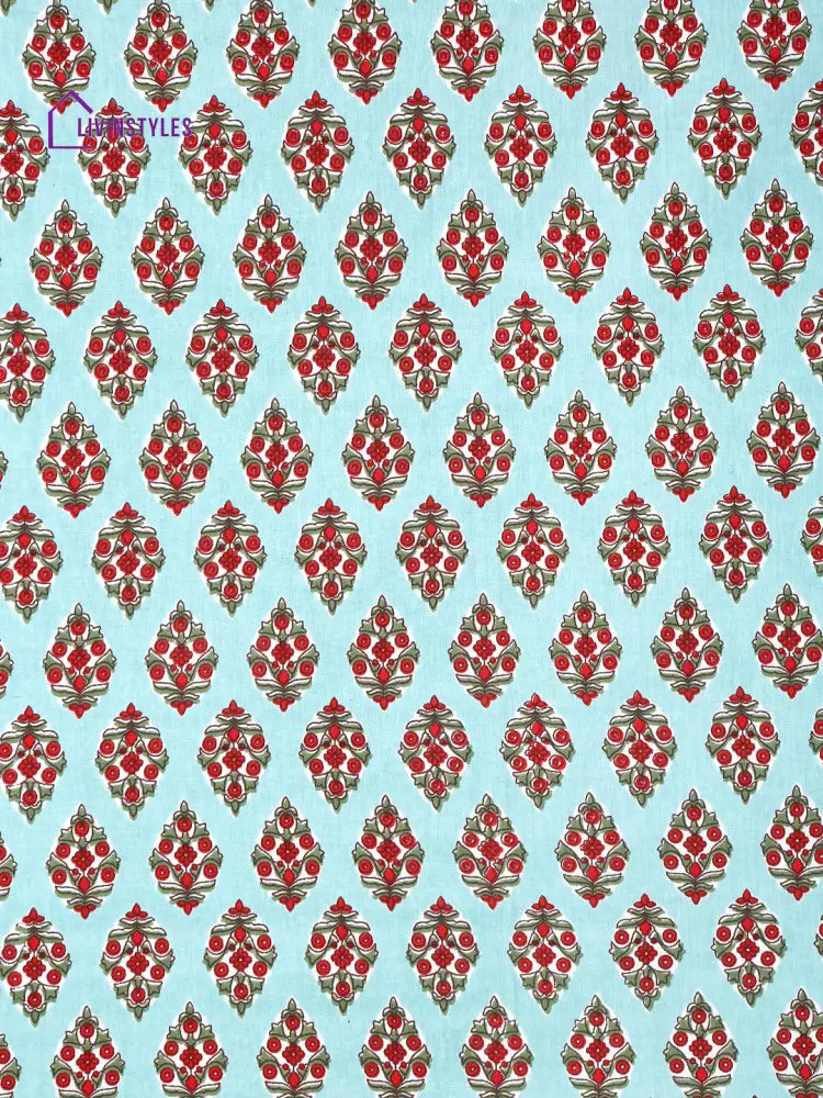 6 Seater Block Printed Cotton Table Cover-60X90 Inch
