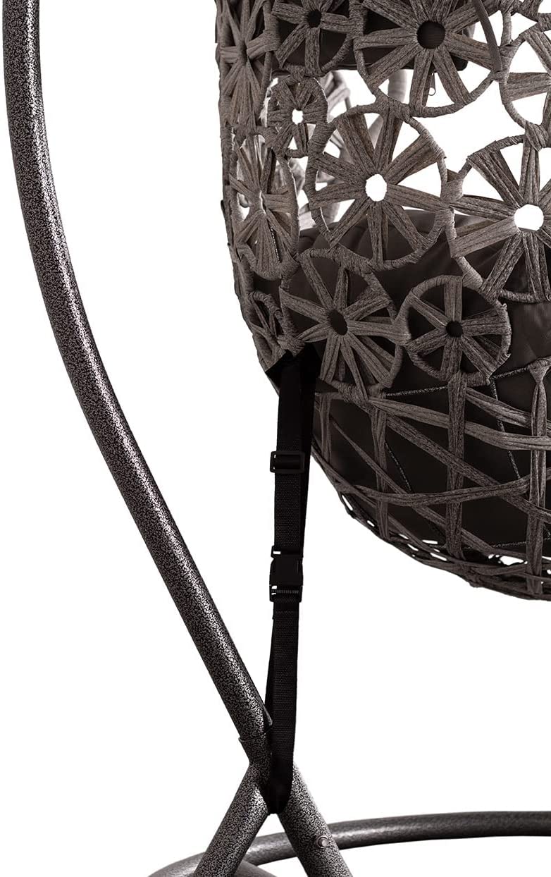 Montes Single Seater Hanging Swing With Stand For Balcony , Garden (Brown) Braided & Rope