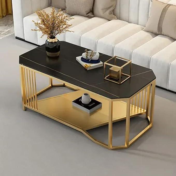 Aanya Room Accent Coffee Table Simple Design Sofa Side Table-Black Gold Table