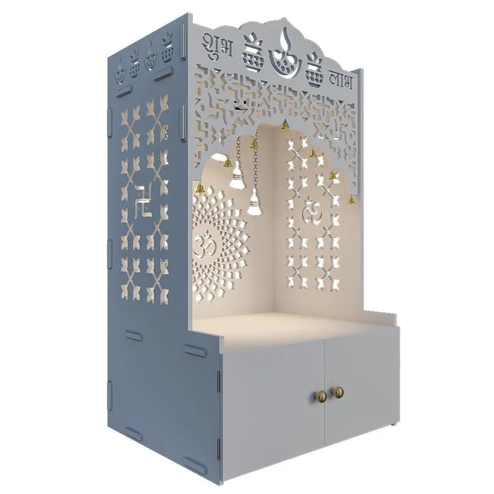 OmkarWood™ Premium Large Engineered Wood Home Temple with Storage