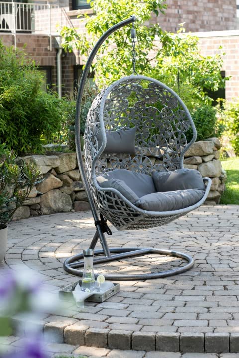 Montes Single Seater Hanging Swing With Stand For Balcony , Garden (Brown) Braided & Rope