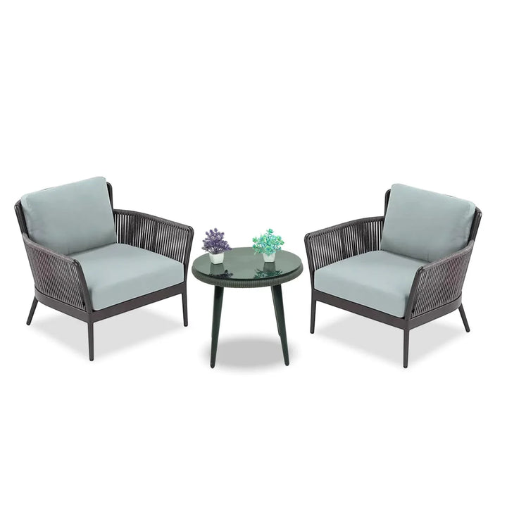 Binita Outdoor 3 Piece All-Weather Rope Patio Set