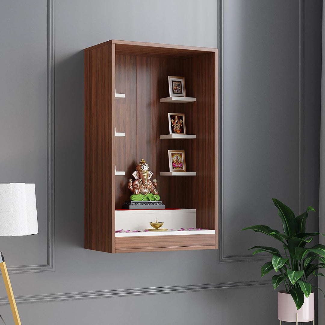 Omkarwood Grace Wooden Wall-Mounted Pooja Mandir – 85 x 50 x 28 cm (H x W x D)