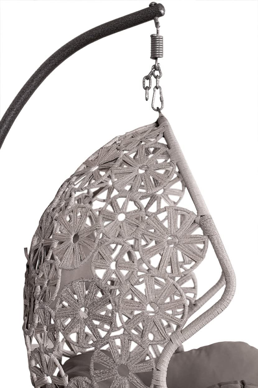 Montes Single Seater Hanging Swing With Stand For Balcony , Garden (Brown) Braided & Rope