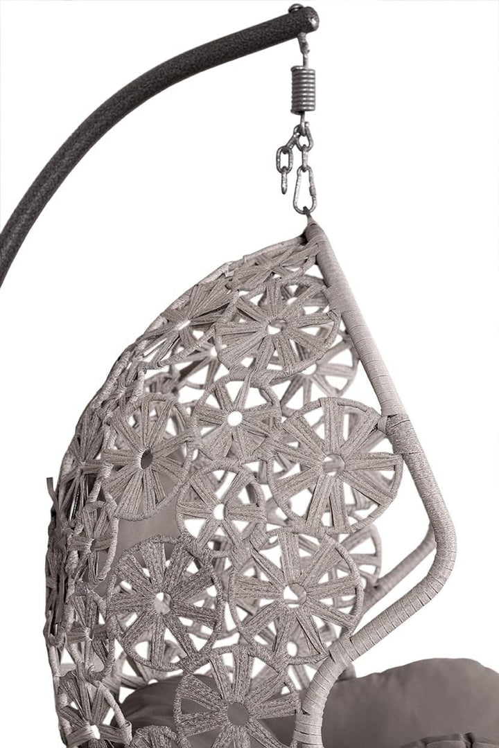 Montes Single Seater Hanging Swing With Stand For Balcony , Garden (Brown) Braided & Rope