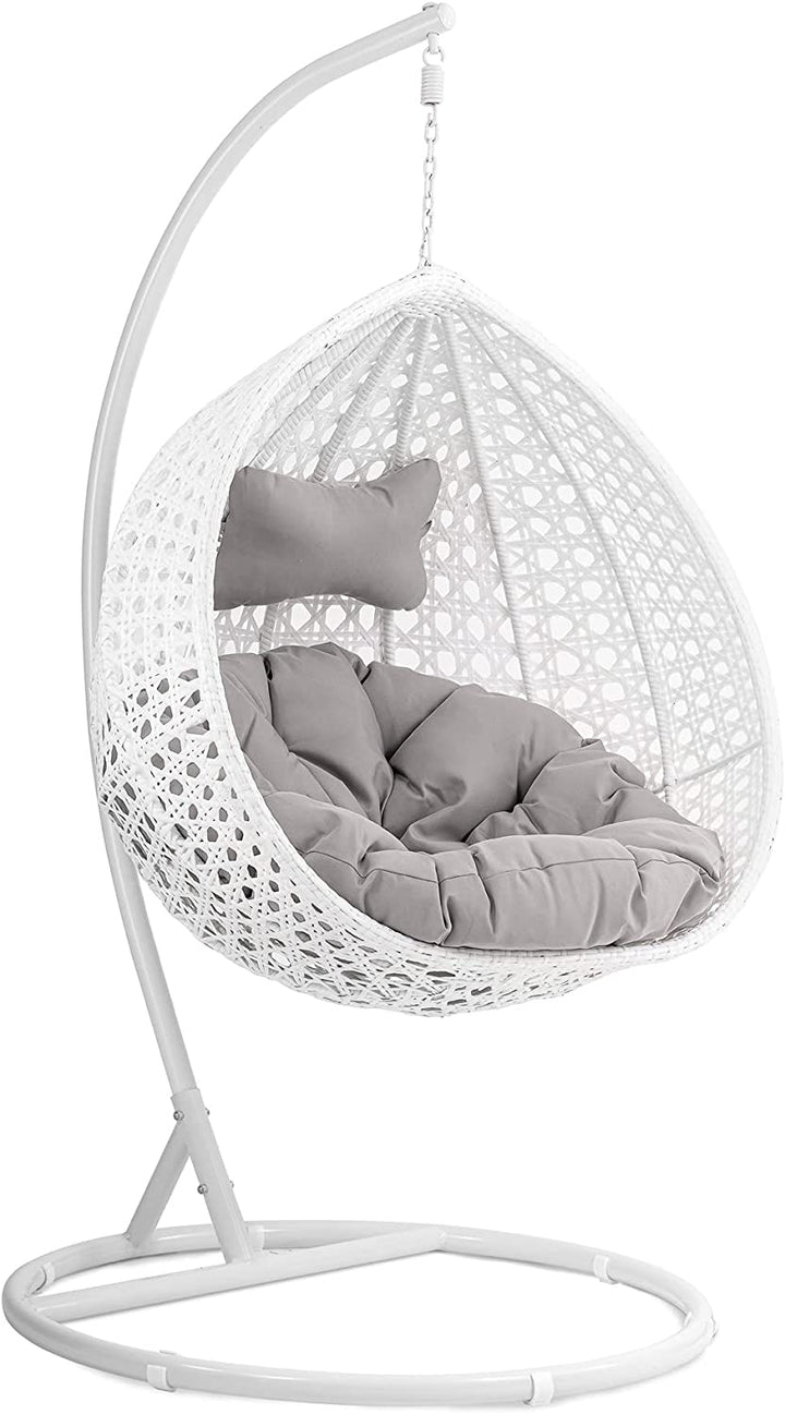 Elliott Single Seater Hanging Swing With Stand For Balcony Garden - White - Swings