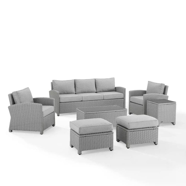 Bien Outdoor Garden Balcony Sofa Set 3 Seater, 2 Single seater, 2 Ottoman and 1 Center Table Conversation Set (Grey)