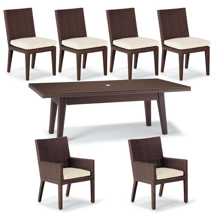 Noelia Outdoor Patio Dining Set 6 Chairs and 1 Table (Dark Brown)