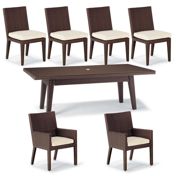 Noelia Outdoor Patio Dining Set 6 Chairs and 1 Table (Dark Brown)