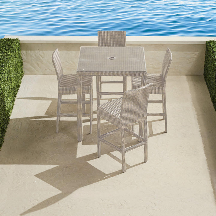 Billy Outdoor Patio Bar Sets 4 Chairs and 1 Table (Pearl White)