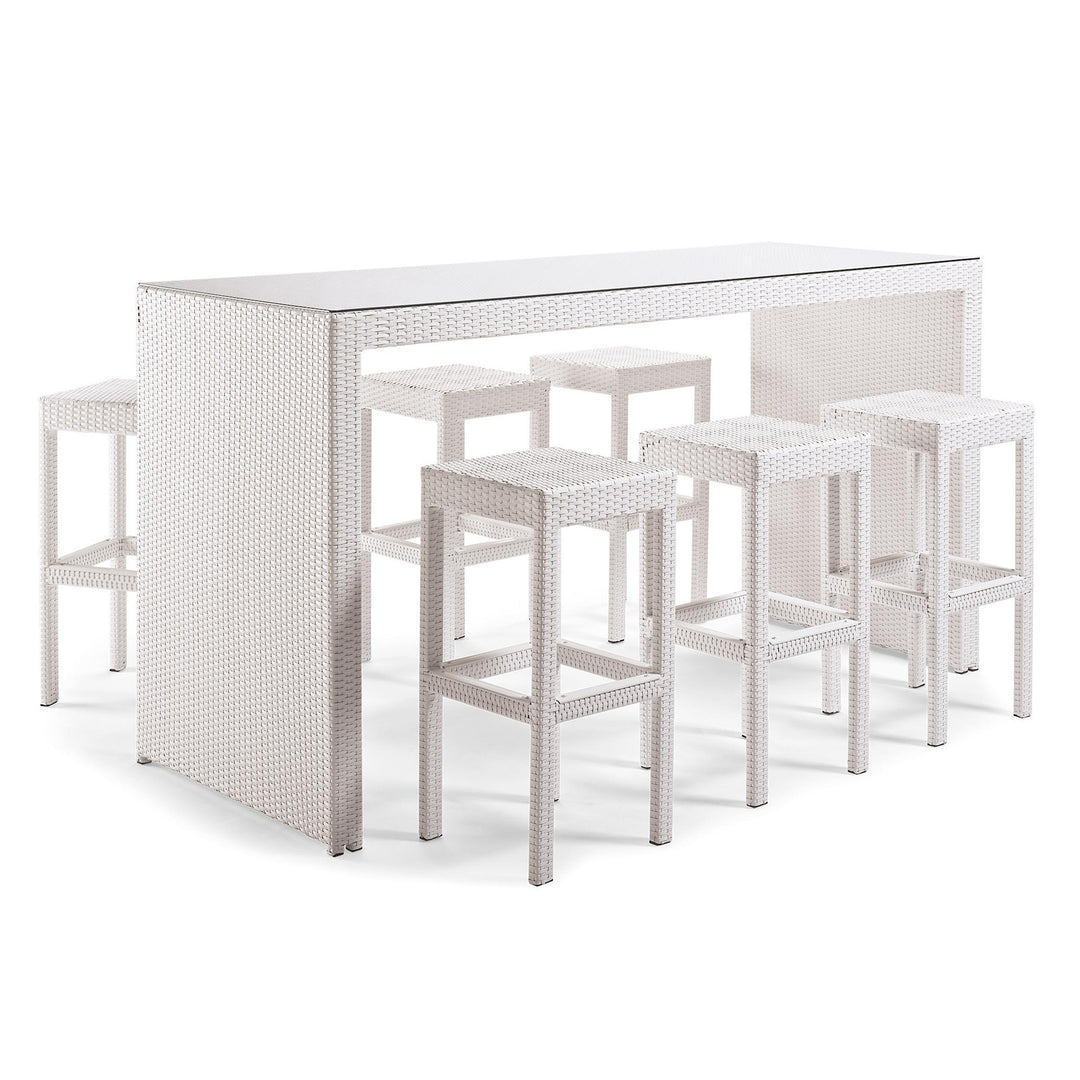 Haven Outdoor Bar Sets 6 Stools and 1 Table Patio Bar Set (White)