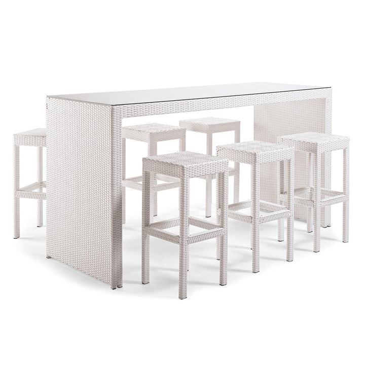Haven Outdoor Bar Sets 6 Stools and 1 Table Patio Bar Set (White)