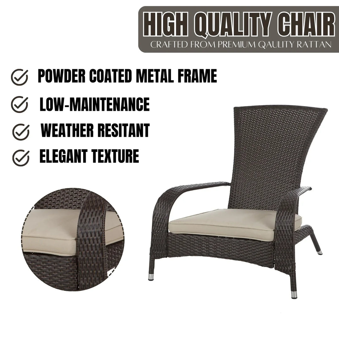 Radhika 1-Piece Outdoor Wicker Single Seater Adirondack Style Armchair