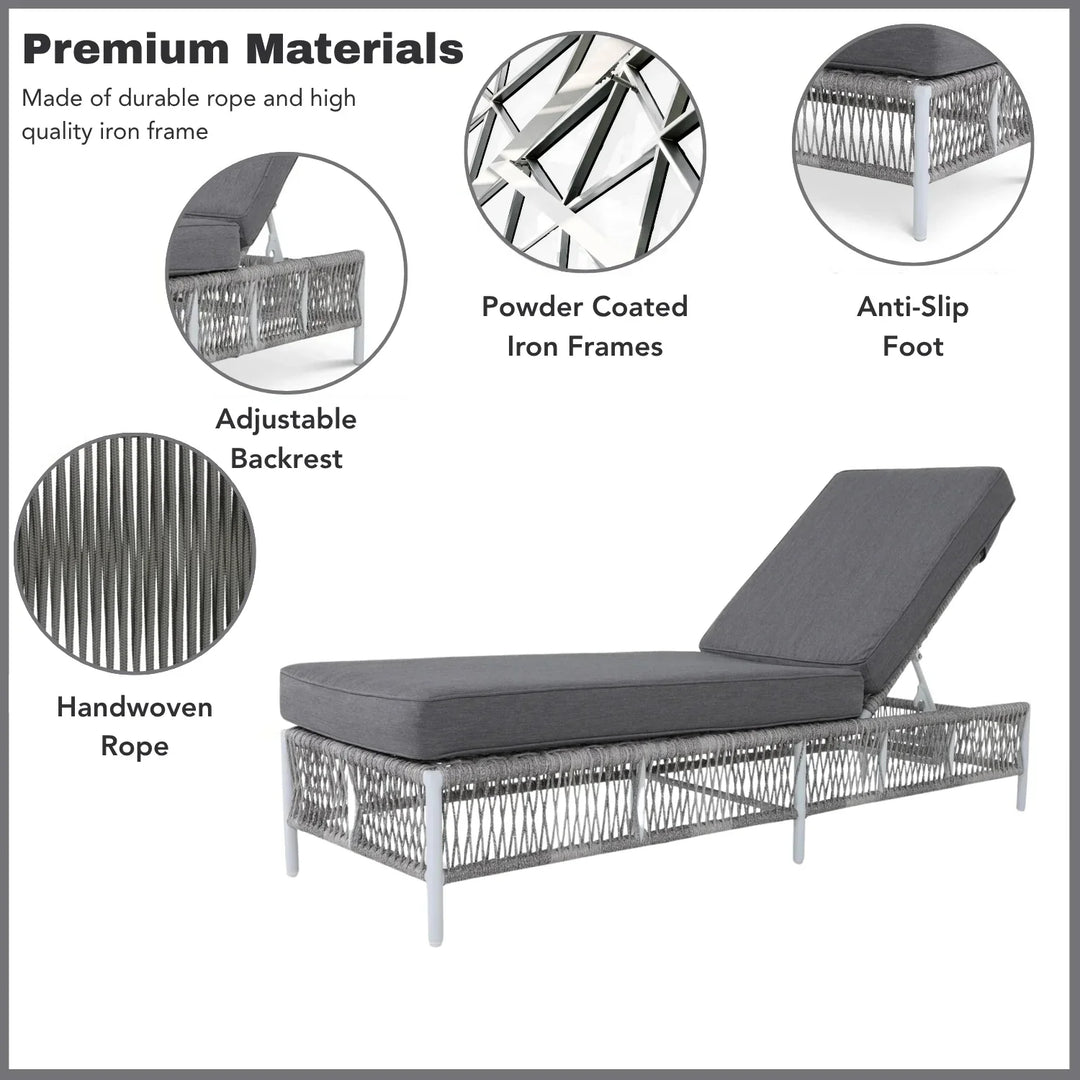 Fiora Outdoor Rope Lounge Chairs Set of 2 with Thick Cushions