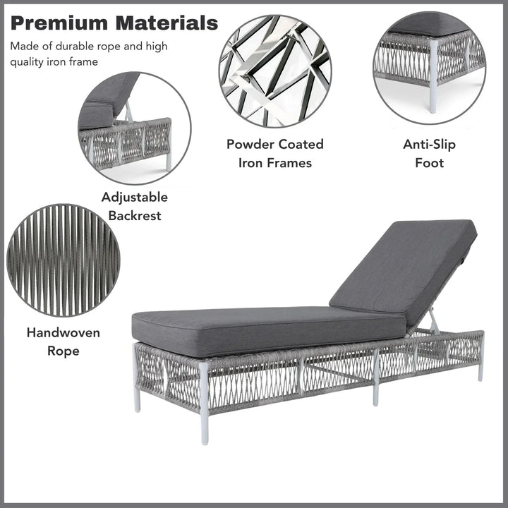 Fiora Outdoor Rope Lounge Chairs Set of 2 with Thick Cushions