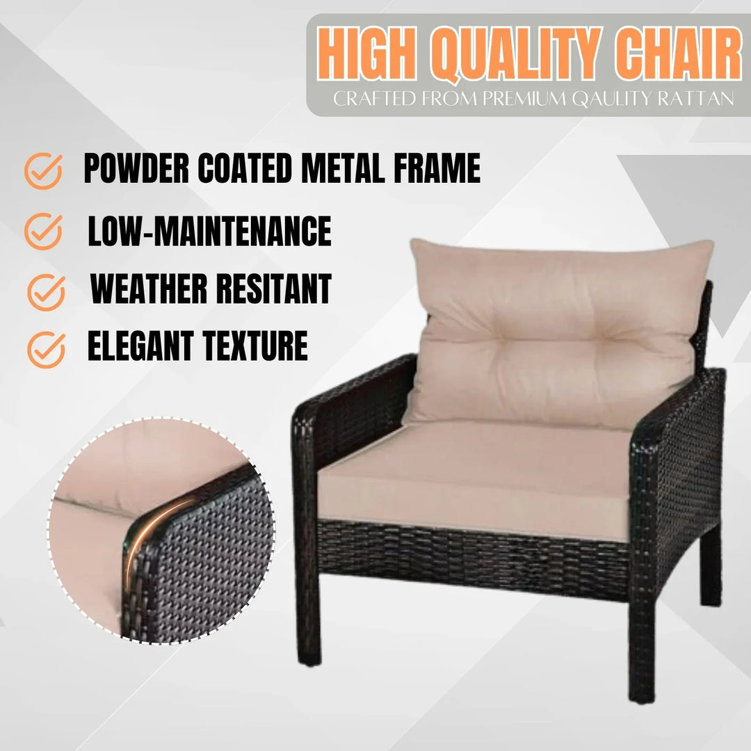 Thalia Outdoor Wicker 5-Piece Patio Sofa Set