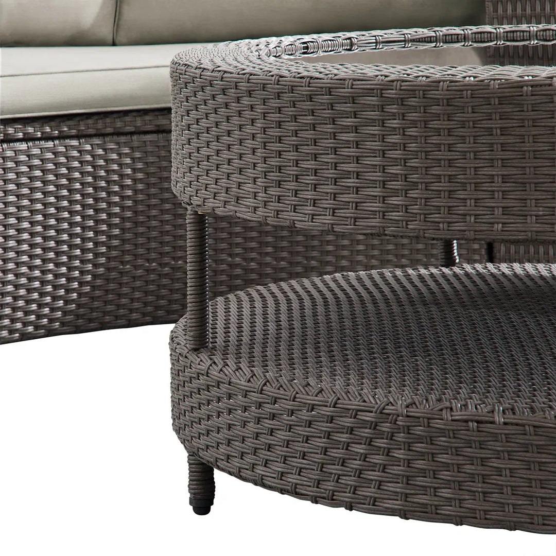 Vimi Outdoor Patio Sofa Set 6 seater and 1 Center Table (Dark brown)