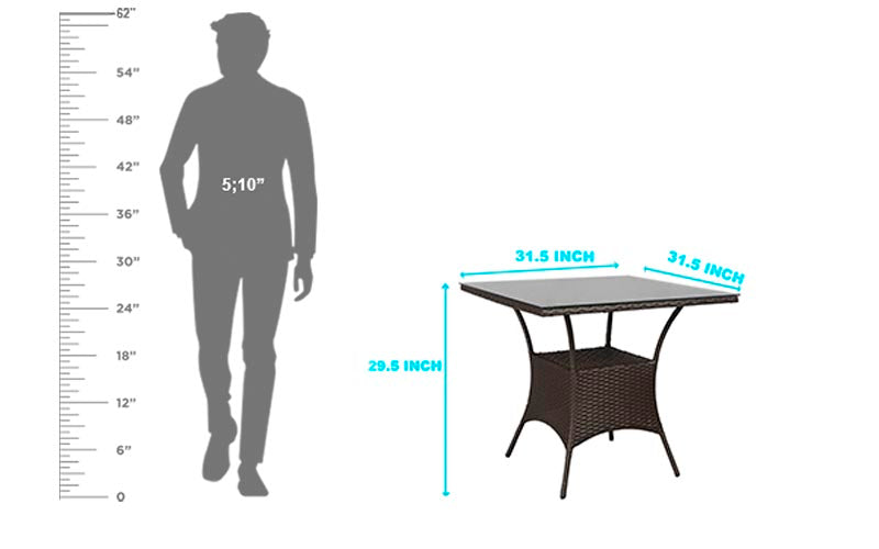 Kaddu Outdoor Patio Seating Set 4 Chairs and 1 Table Set (Dark Brown)