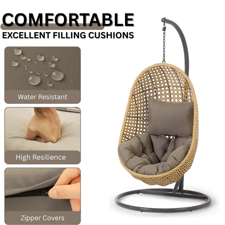 Daniela Egg Swing Chair (Beige and Dark Grey)