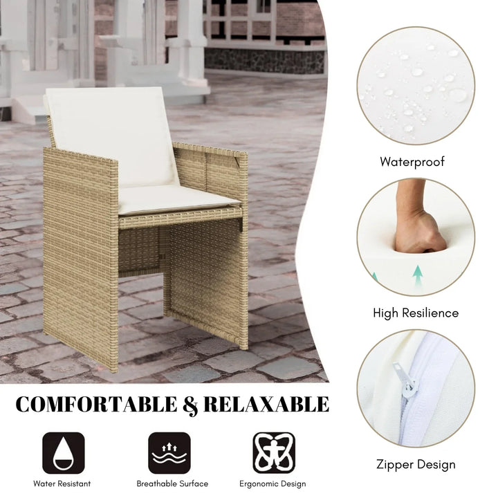 Leticia All Weather Wicker Patio Dinning Table Set