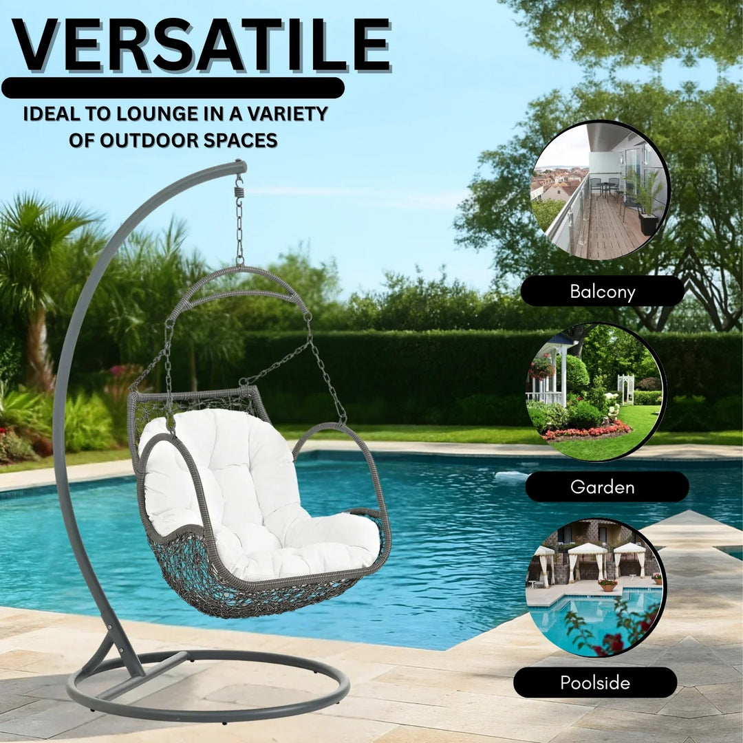 Jumoke Outdoor Rattan Wicker Hanging Swing Chair with Cushion