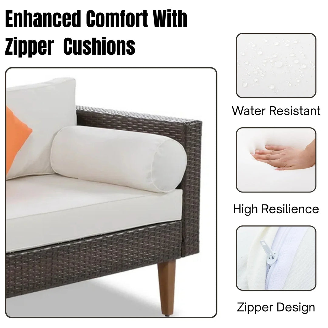 Manuela 3-Pieces Outdoor Wicker  L-Shape Sofa Set