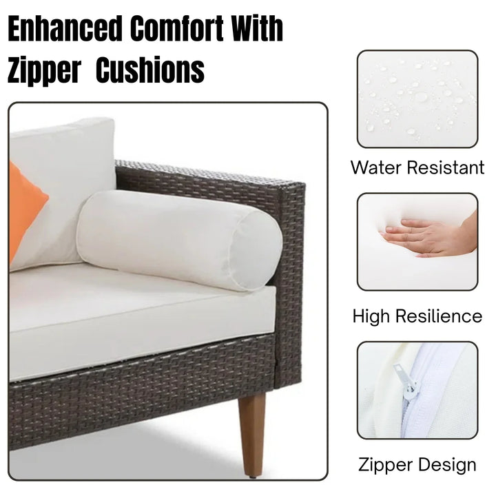 Manuela 3-Pieces Outdoor Wicker  L-Shape Sofa Set