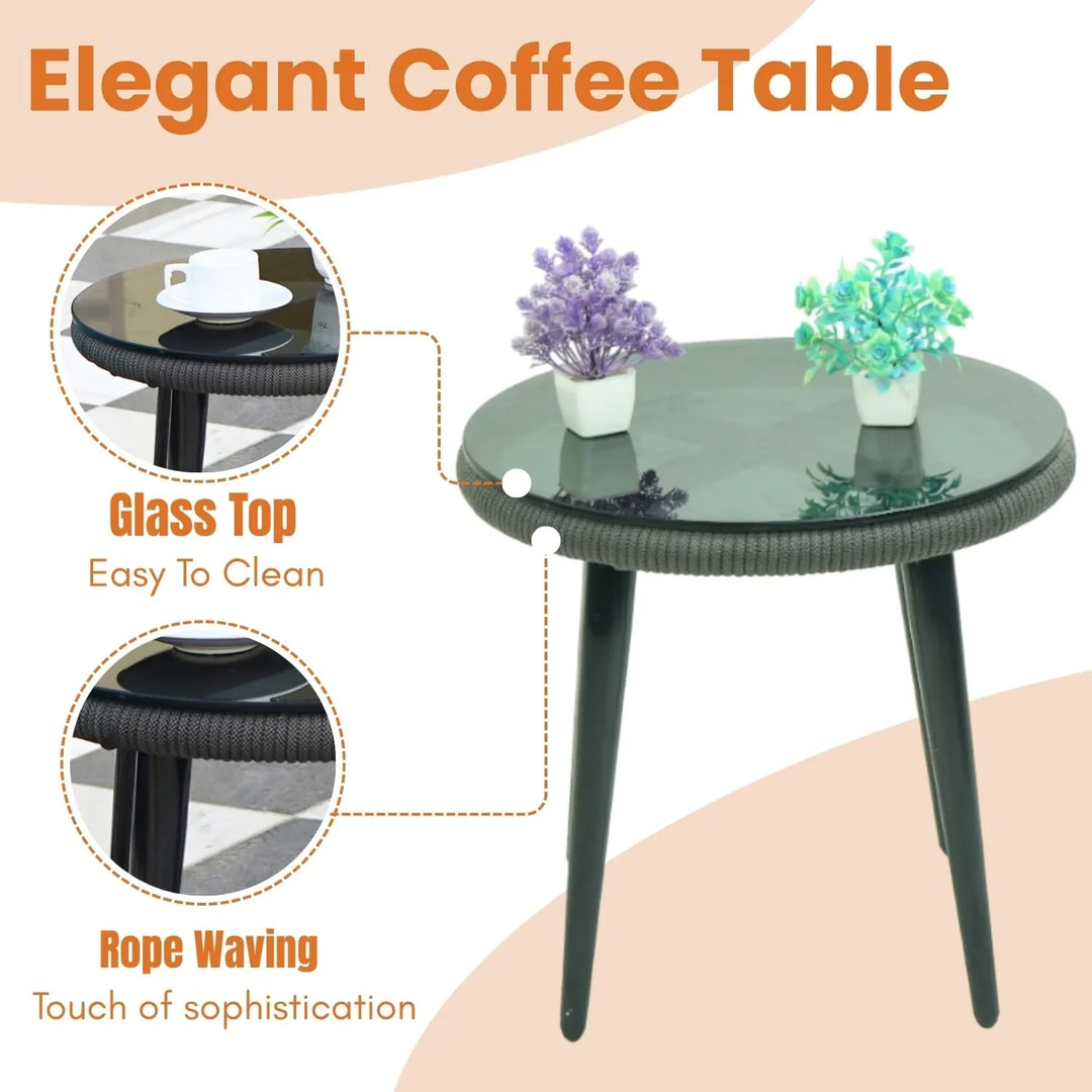 Amulya Outdoor 3 Piece All-Weather Rope Patio Set