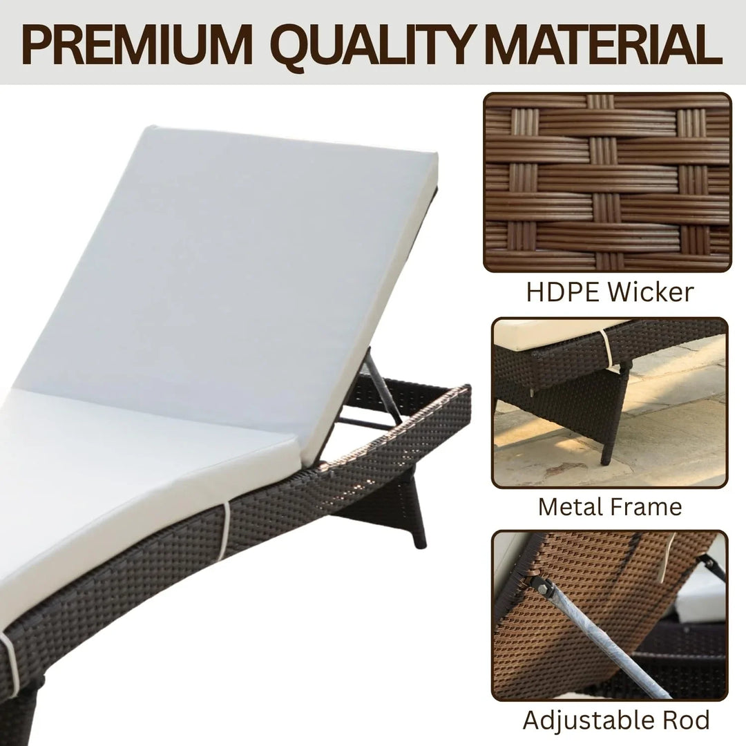 Aiko All-Weather HDPE Wicker Outdoor Chaise Lounge Chair Set of 2