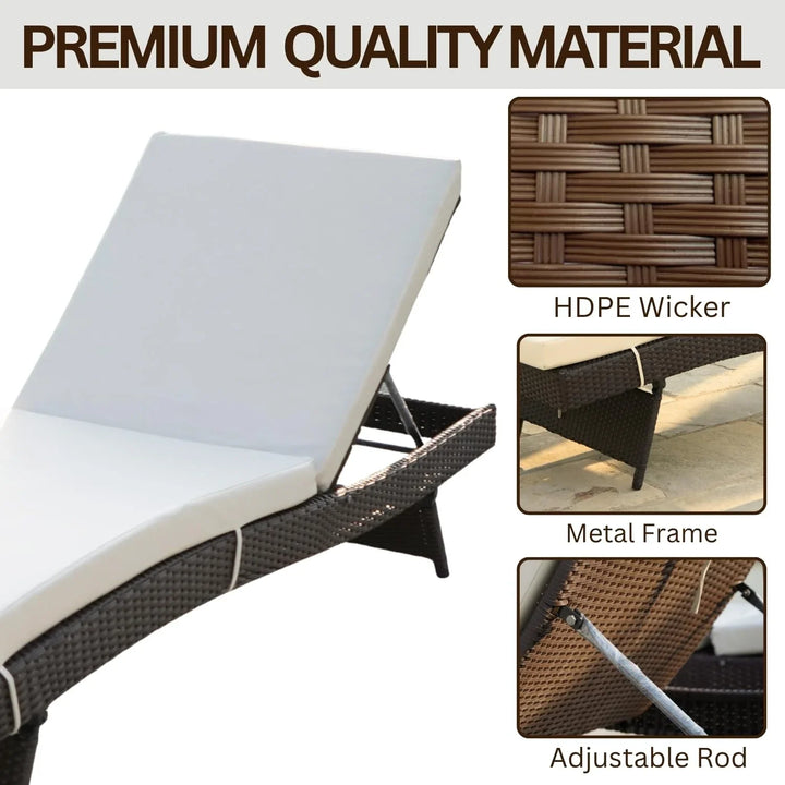 Aiko All-Weather HDPE Wicker Outdoor Chaise Lounge Chair Set of 2