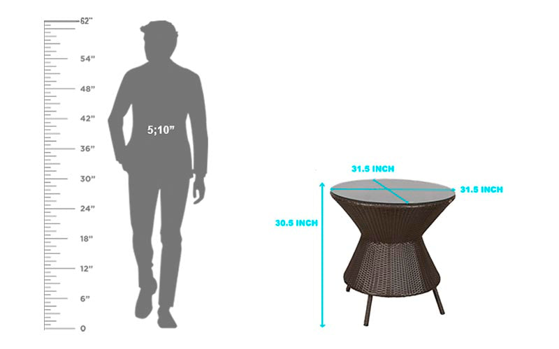 Aaru Outdoor Patio Seating Set 4 Chairs and 1 Table Set (Dark Brown)