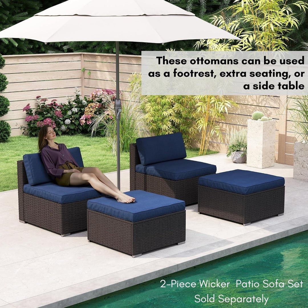 Brigitte Outdoor Rattan Wicker 2-Piece Ottoman Set