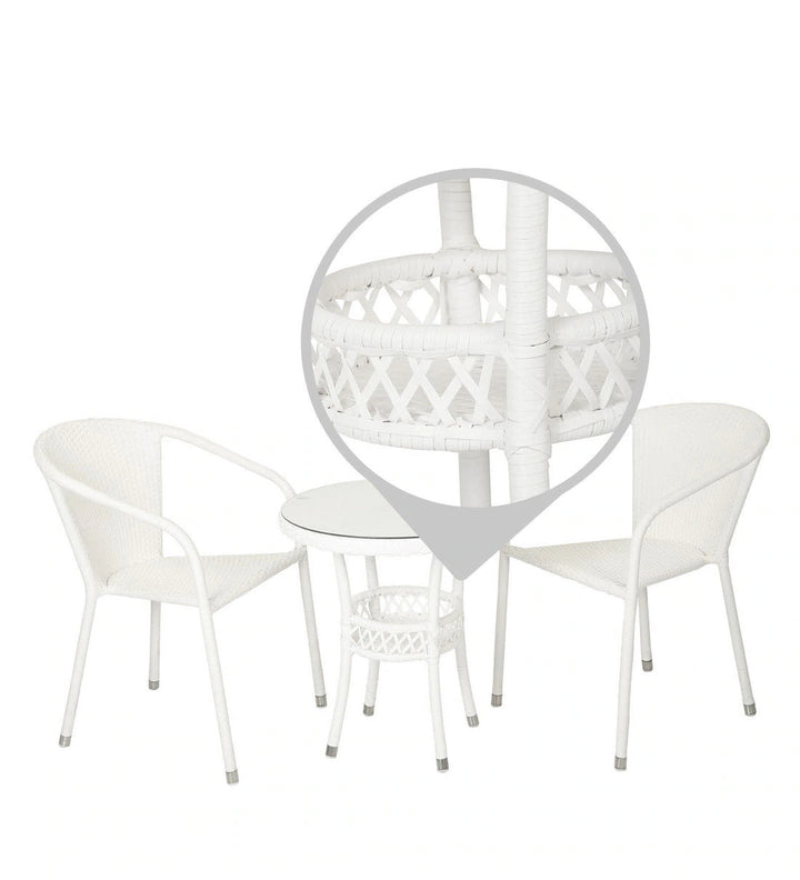 Gus Outdoor Patio Seating Set 2 Chairs and 1 Table Set (White)