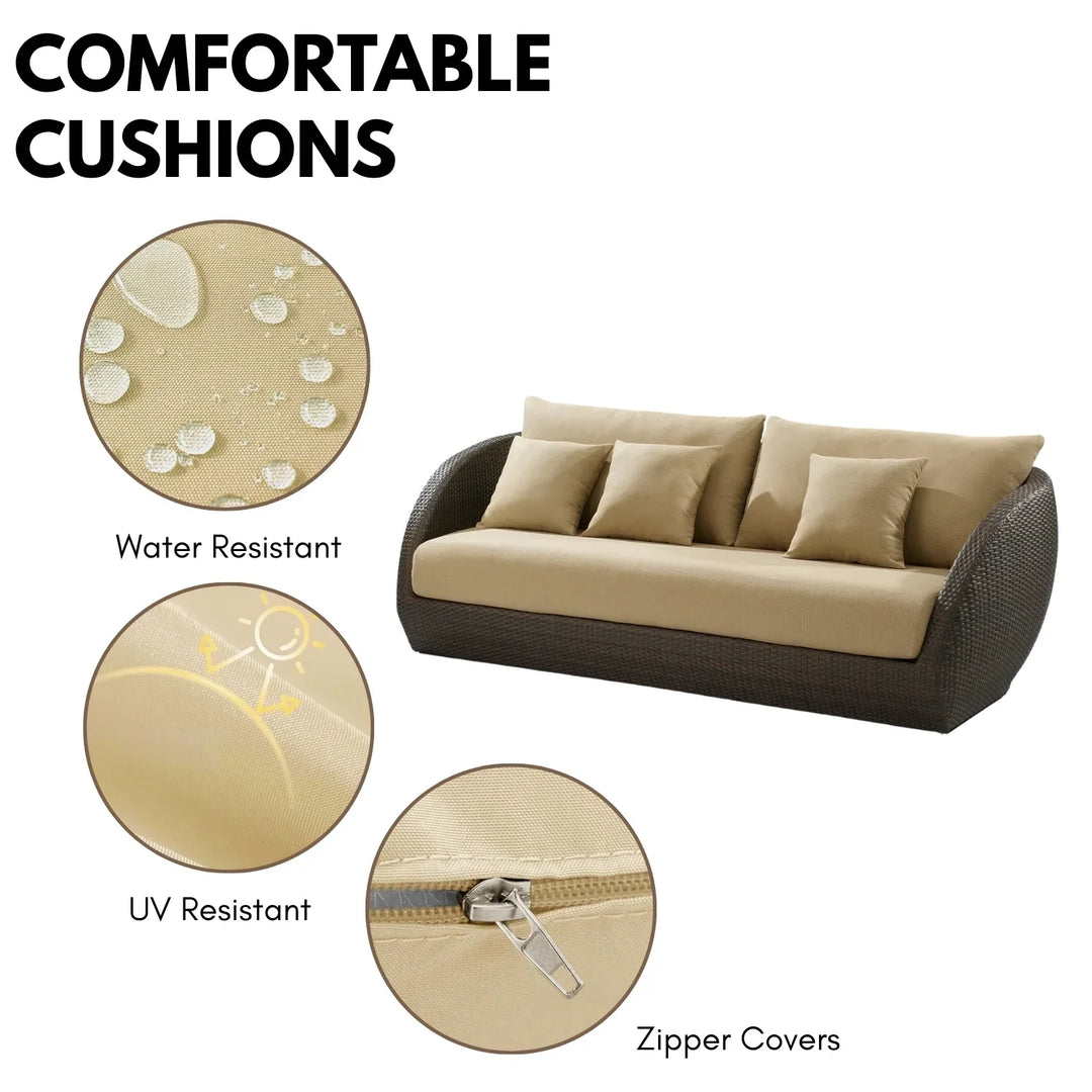 Savannah 5-Piece Outdoor Wicker Sofa Set With Glass Top Tables