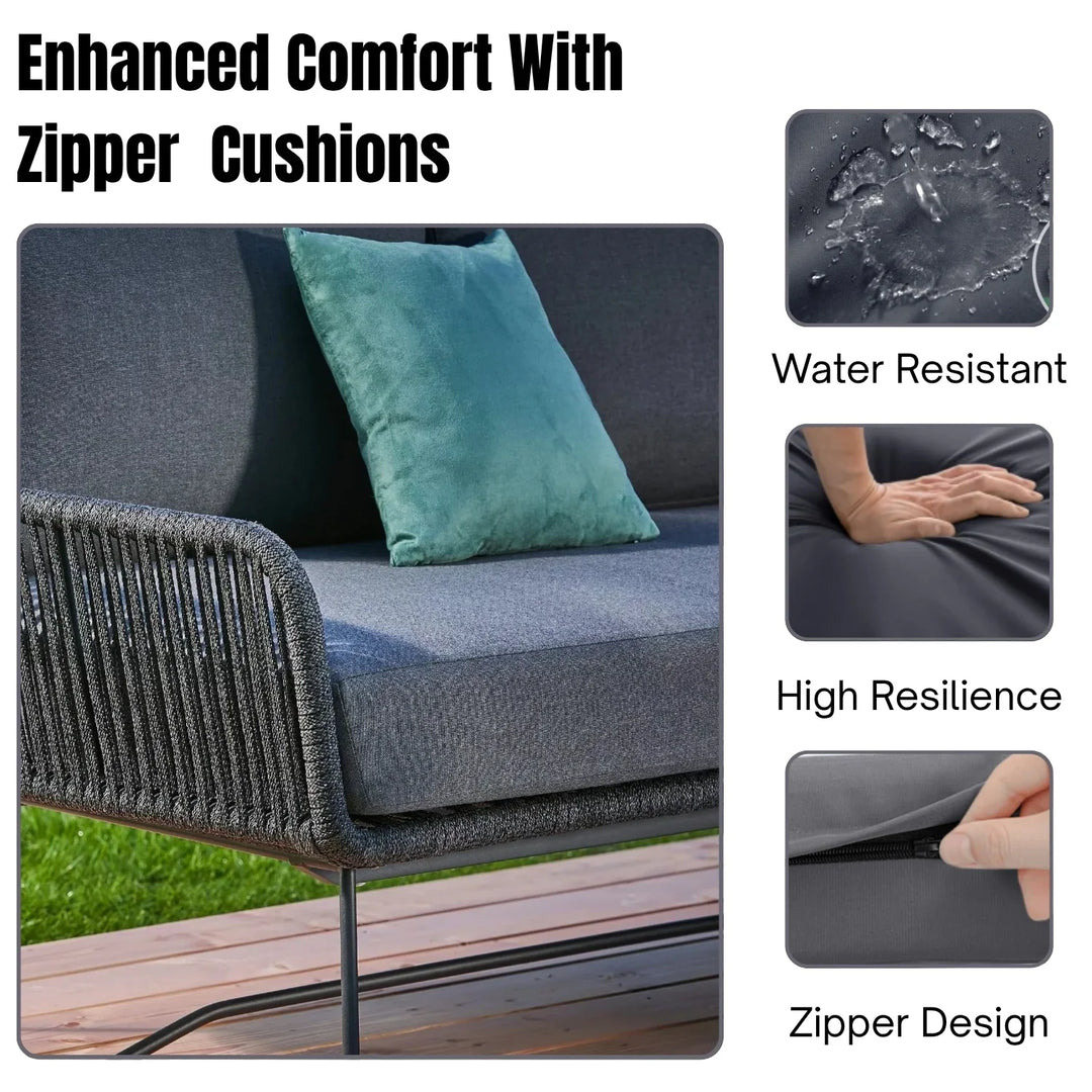 Shan 5-Seater L-Shape Outdoor Rope Sofa Set