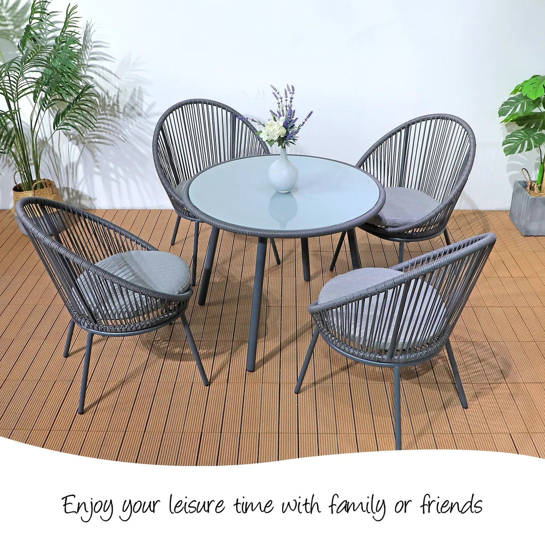 Votion Outdoor Patio Seating Set 4 Chairs and 1 Table Set (Grey)