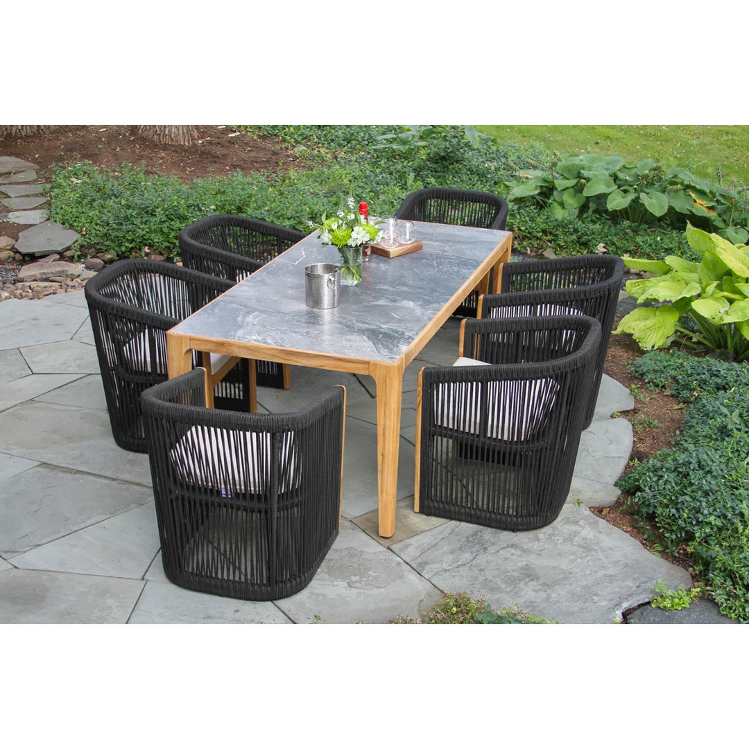 Xini Outdoor Patio Seating Set 6 Chairs and 1 Table Set (Black + Grey)